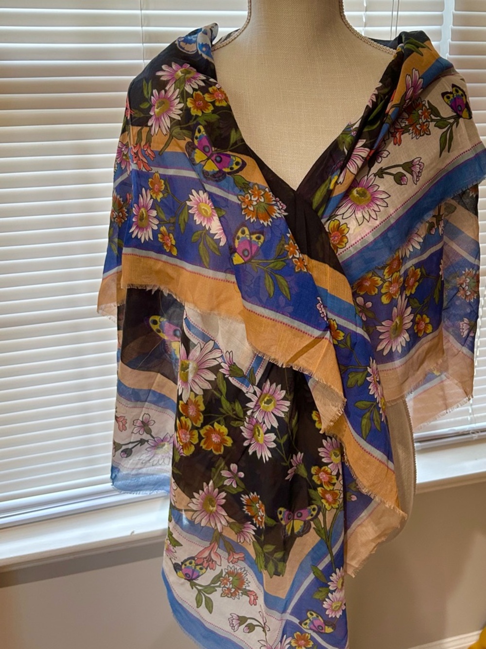NWT! Anne Klein Floral Butterfly Print Scarf/Shaw